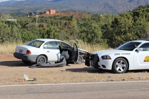 A two-car accident in Central resulted in three people being sent to the hospital, Central, Utah, Oct. 1, 2015 | Photo by Ric Wayman, St. George News