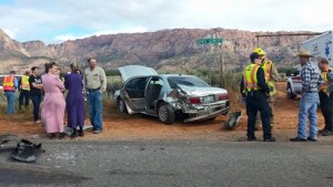 Vehicle accident near Hildale, Utah, Oct. 17, 2015 | Photo courtesy of Virginia B. Johnson, St. George News