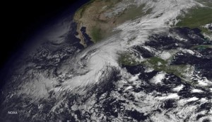 This satellite image taken at 10:45 a.m. EDT on Friday, Oct. 23, 2015, and released by the National Oceanic and Atmospheric Administration shows Hurricane Patricia moving over Mexico's Pacific Coast. Hurricane Patricia headed toward southwestern Mexico Friday as a monster Category 5 storm, the strongest ever in the Western Hemisphere that forecasters said could make a "potentially catastrophic landfall" later in the day. | Image courtesy of National Oceanic and Atmospheric Administration via AP, St. George News
