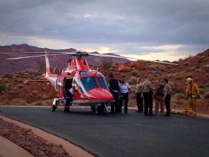 A 19-year-old man is transported to the hospital by Life Flight in critical condition after falling approximately 50-60 feet from a cliff, St. George, Utah, Oct. 21, 2015 | Photo by Kimberly Scott, St. George News