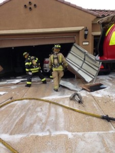 Firefighters respond to a garage fire in Mesquite, Nevada, Oct. 28, 2015 | Photo courtesy of Mesquite Fire Rescue, St. George News