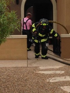 Firefighters respond to a garage fire in Mesquite, Nevada, Oct. 28, 2015 | Photo courtesy of Mesquite Fire Rescue, St. George News