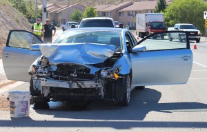 An accident on River Road Friday caused one woman to go to the hospital, St. George, Utah, Oct. 30, 2015 | Photo by Ric Wayman, St. George News