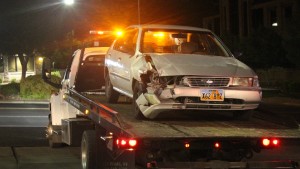 A two-car collision in the intersection of River Road and 100 South left one man injured after one of the cars made a left turn in front of ongoing traffic, St. George, Utah, Oct. 9, 2015 | Photo by Mori Kessler, St. George News