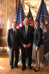 Gov. Gary R. Herbert, Dave Ure and Mae Ure pose for a photo, Salt Lake City, Utah, Oct. 22, 2015 | Photo courtesy of the offices of Gary Herbert, St. George News