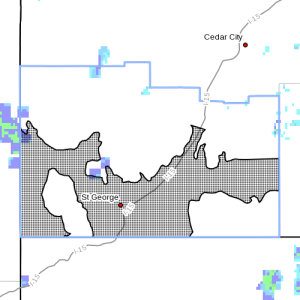 Dots indicate the area affected by the Wind Advisory, Utah, Oct. 29, 2015, 8:15 a.m. | Photo courtesy of the National Weather Service, St. George News | Click on image to enlarge