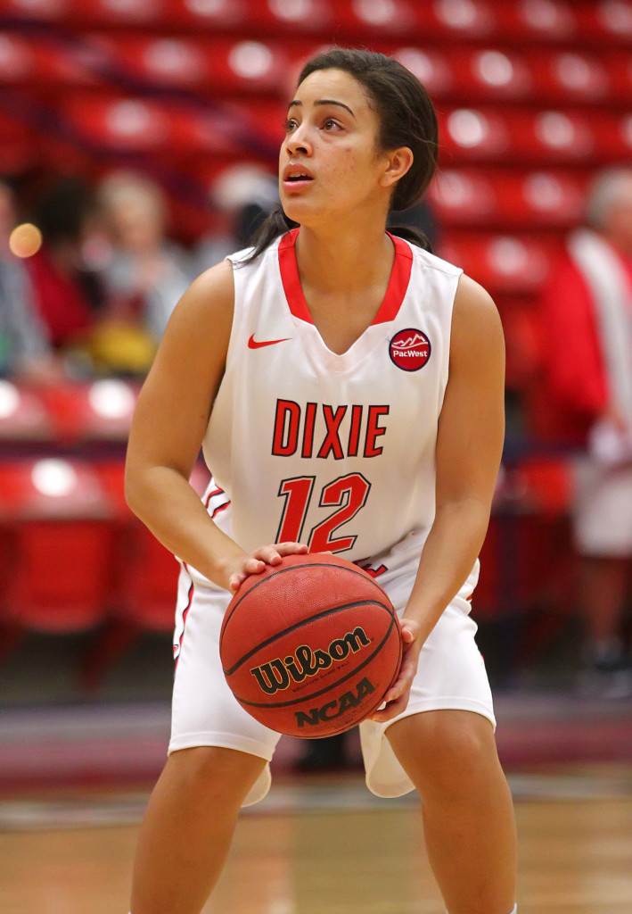 Dixie State's Leslie Tademy (12), Dixie State University vs. Westminster College, Womens basketball, St. George, Utah, Nov. 24th, 2015, | Photo by Robert Hoppie, ASPpix.com, St. George News