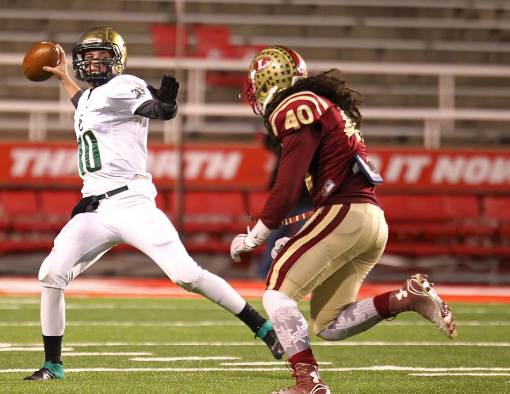 Snow Canyon's  Jackson Nowatzke (10), Snow Canyon vs. Logan, 3AA Football Semifinals, Salt Lake City, Utah, Nov. 12th, 2015, | Photo by Robert Hoppie, ASPpix.com, St. George News