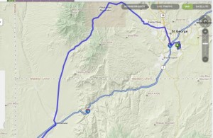 Highway 91 between St. George, Utah, and Littlefield, Arizona | Image from Mapquest.com