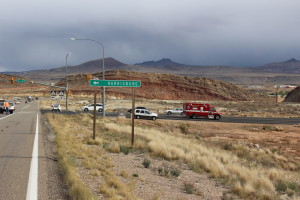 Three-car accident delays traffic and causes extensive damage in Hurricane, Utah, Nov. 10, 2015 | Photo by Cody Blowers, St. George 