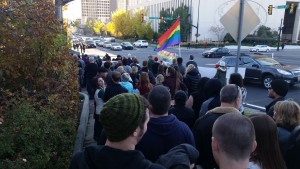 Hundreds gathered at City Creek Park for an event involving the mass-resignation of Mormons from the LDS Church in protest of its policies toward the children of same-sex couples, Salt Lake City, Nov. 14, 2015 | Photo courtesy of Tracie Parry, St. George News