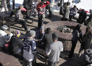 Visitors mingle on the deck of the Brian Head Resort, Brian Head, Utah, Nov. 21, 205 | Photo by Carin Miller, St. George News