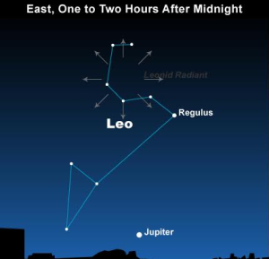 The constellation Leo is the radiant point for the Leonid meteor shower | Image courtesy EarthSky.org, St. George News