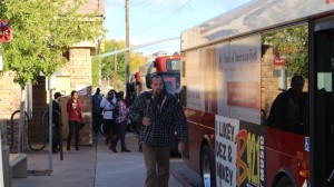 Riders disembark some SunTrans buses at the stop near the corner of 100 South and 1000 East, St. George, Utah, Nov. 24, 2015 | Photo by Mori Kessler, St. George News