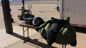 Helmet and suit the bomb technicians wear when dealing with explosives, St. George, Utah, Nov. 12, 2015 | Photo by Mori Kessler, St. George News