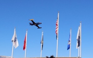 A Navy trainer jet makes a pass over the crowd at SunRiver, St. George, Utah, Nov. 11, 2015 | Photo by Ric Wayman, St. George News