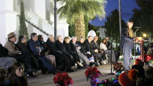Elder Kevin Ence, an Area Authority Seventy of the LDS Church (far right) was the featured speaker at the LDS St. George Temple lighting ceremony, St. George, Utah, Nov. 27, 2015 | Photo by Mori Kessler, St. George News 