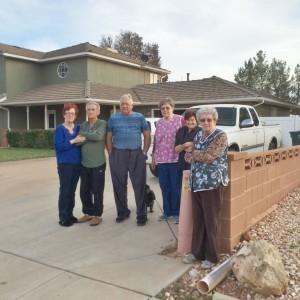 Homeowners Douglas and Vivian Wiseman with neighbors that reported fire early, Ivins, Utah, Dec. 8, 2015| Photo by Cody Blowers, St. George News