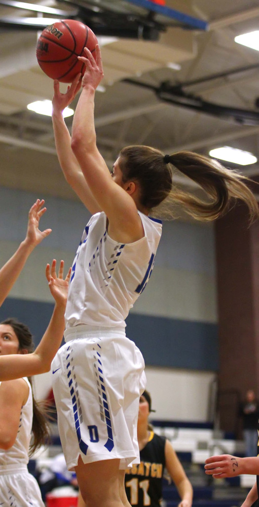 Dixie's Kelsea Barker (15), Dixie vs. Wasatch, Girls Basketball, St. George, Utah, Dec. 12, 2015, | Photo by Robert Hoppie, ASPpix.com, St. George News