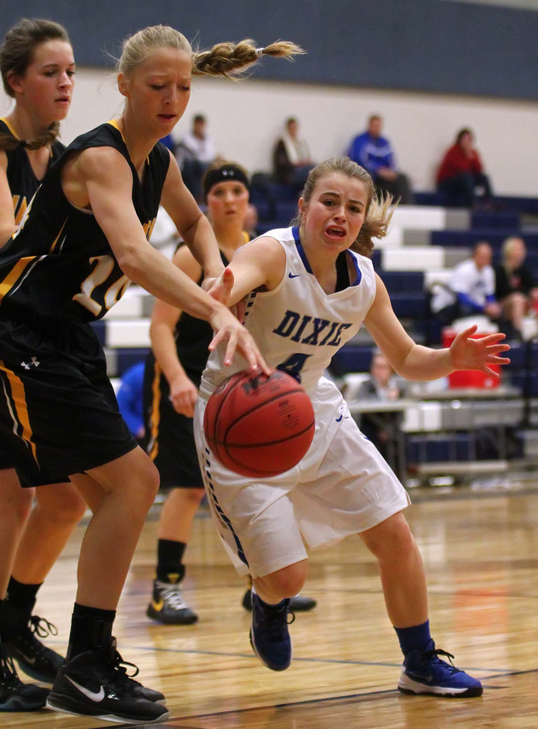 Dixie's Kiesha Jones (4), Dixie vs. Wasatch, Girls Basketball, St. George, Utah, Dec. 12, 2015, | Photo by Robert Hoppie, ASPpix.com, St. George News