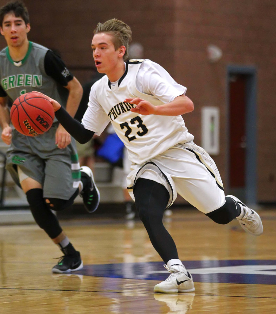 Desert Hills' Logan Hokanson (23), Desert Hills vs. Green Valley, NV, Boys Basketball, St. George, Utah, Dec. 12, 2015, | Photo by Robert Hoppie, ASPpix.com, St. George News