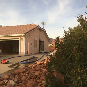 Side garage door where it is believed fire started, 37 South 675 East, Ivins, Utah, Dec. 8, 2015|Photo by Cody Blowers
