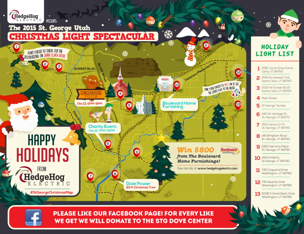 Christmas light map created created by Hedgehog Electric, date unknown | Photo courtesy of Hedgehog Electric, St. George News