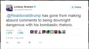 Tweet by Senator Lindsey Graham, Dec. 7, 2015, St. George News