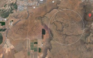 Circle denotes the reported area where an airplane crash killed two people Thursday afternoon, between Sullivan's Knoll and Flora Tech Road in Hurricane, Utah | Image courtesy of Google Maps