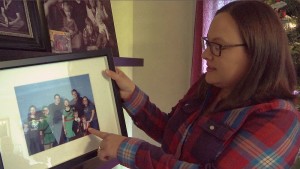 Michelle Andes of St. George points to a picture of her daughter that was almost hit by a car yesterday in a parking lot, St. George, Utah, Dec. 9, 2015 | Photo by Sheldon Demke, St. George News