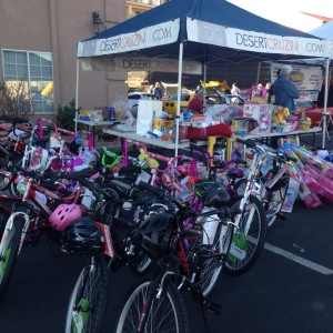 Donated bikes and toys at Car Guys Care Toys for Tots Classic Car Show & Shine, St. George, Utah, Dec. 6, 2014 | Photo by Holly Coombs, St. George News