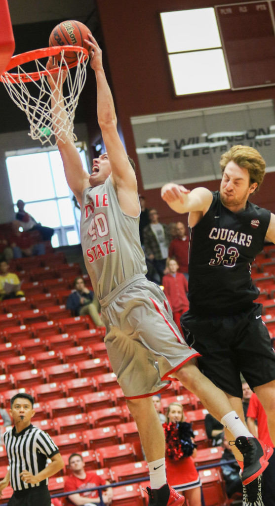 Dixie State's Josh Fuller #40 and Azusa Pacific's Petar Kutlesic #33, Dixie State vs Azusa Pacific, Basketball, St George, Utah, Dec.19, 2015, | Photo by Kevin Luthy, St. George News