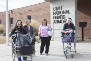 People leave the Utah National Guard Armory after participating in the Holiday Assistance program, Cedar City, Utah, date unspecified | Photo courtesy of SUU, St. George News