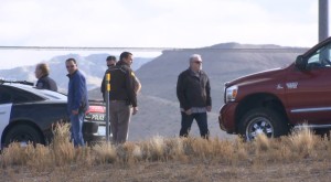 Nevada escorts waits with Barney's father at the Arizona-Utah port of entry for Utah law enforcement to pick up the motorcade, Interstate 15, Cedar City, Utah, Jan. 20, 2016 | Photo courtesy of Iron County Sheriff's Lt. Del Schlosser, St. George News