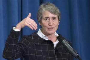 Interior Secretary Sally Jewell speaks at the Interior Department in Washington, D.C in Novemeber 2015. The Obama administration says it's halting new coal leases on federal lands until it completes a comprehensive review. Jewell said Jan. 15, 2016, that companies will continue to be able to mine coal reserves already under lease, Washington, D.C,. Nov. 10, 2015 | AP Photo by Sait Serkan Gurbuz, St. George News