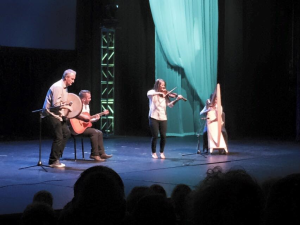 In this photo from Dixie's Got Talent's 2015 finale, winners, Wooden Tantrum perform for the judges and crowd, St. George, Utah, January 2015 | Photo courtesy of Dixie's Got Talent, St. George News