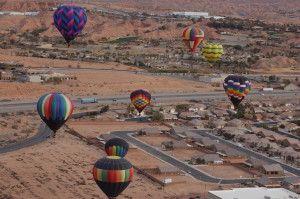 Beautiful hot air balloons grace the sky over Mesquite, Nevada, January 23, 2016 | Photo by Hollie Reina, St. George News