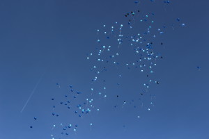 Blue balloons after release to honor fallen Unified Police Officer Doug Barney at "Balloons to Heaven" event held at the St. George Police Department, St. George, Utah, Jan. 27, 2016| Photo by Cody Blowers, St. George News 