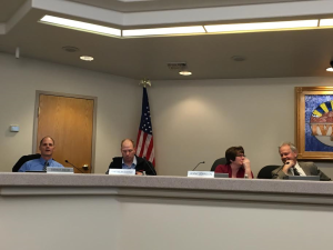 L-R Ivins council members Dennis Mehr, Cheyne McDonald and Jenny Johnson; and Ivins City Mayor Chris Hart, Ivins, Utah, January 7, 2016 | Photo by Hollie Reina, St. George News