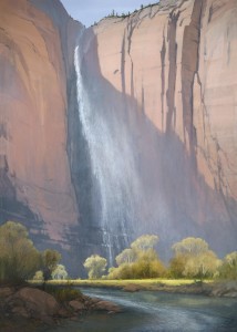 Waterfall painting by Jimmie Jones. Date unspecified. | Photo courtesy Southern Utah University, St. George News