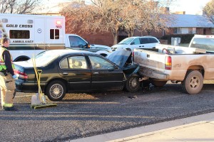 An accident on Tabernacle Street Thursday was caused by windows that had not been cleared of frost, St. George, Utah, Jan. 14, 2016 | Photo by Ric Wayman, St. George News
