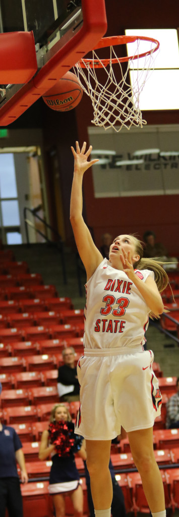 Dixie State's  Taylor Mann (33), Dixie State University vs Hawai'i Pacific, Women's Basketball, St George, Utah, Jan.  30, 2016, | Photo by Kevin Luthy, St. George News