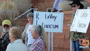 People gathered as the 5th District Courthouse in St. George to remember Arizona LaVoy Finicum who was killed in Oregon Tuesday, St. George Utah, Jan. 27, 2016 | Photo by Sheldon Demke, St. George News. 