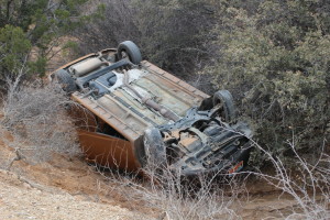 A rollover on Mills Lane in Toquerville resulted in the driver being taken into custody on a DUI charge, Toquerville, Utah, Jan. 30, 2016 | Photo by Photo Kessler, St. George News