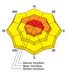 Current avalanche danger rose showing danger by aspect and elevation. Feb 1, 2016. | Image courtesy Utah Avalanche Center, St. George News