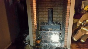 Wood burning stove and flue where fire originated from, Iviins, Utah, Feb. 6, 2016| Photo courtesy of Ivins Fire Chief Randy Hancey