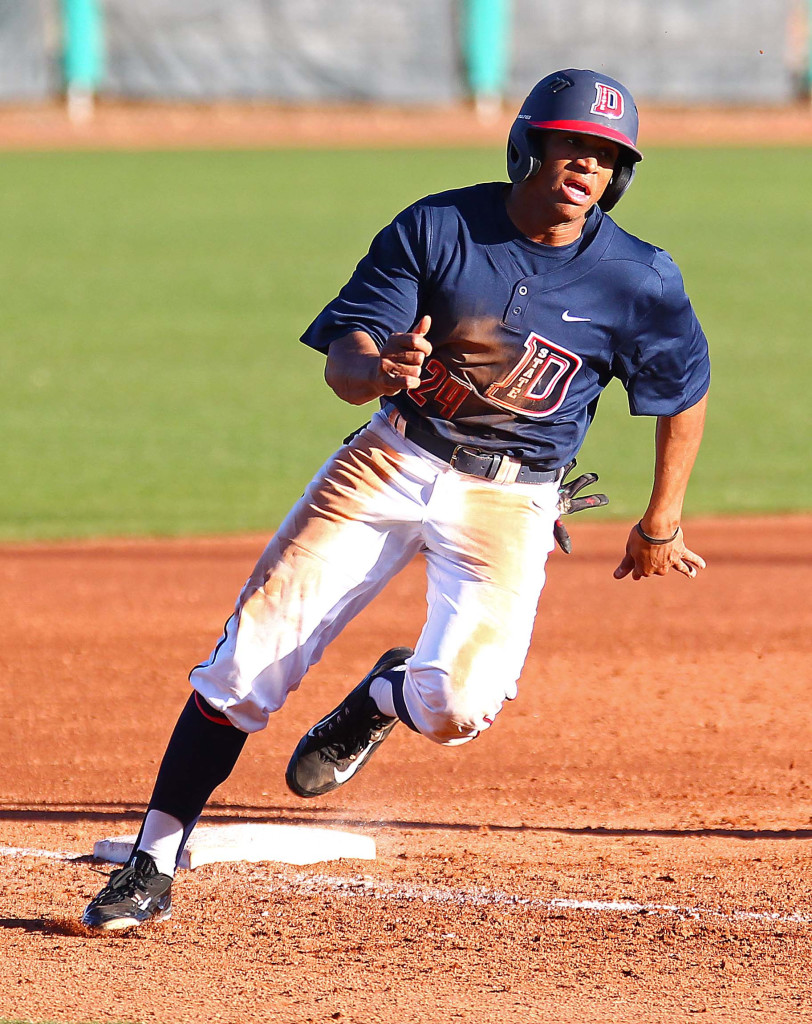 Dixie State's  Jerome Hill II (24), Dixie State University, vs. Minot State University, Baseball, St. George, Utah, Feb. 19, 2016, | Photo by Robert Hoppie, ASPpix.com, St. George News