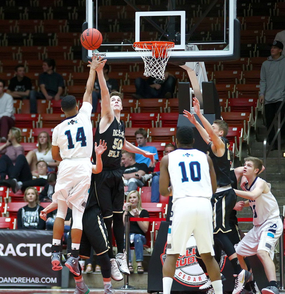 Desert Hills' Cody Fitzgerald (50), Desert Hills vs. Juan Diego, 3A State Basketball Tournament, Boys Basketball, Cedar City, Utah, Feb. 25, 2016, | Photo by Robert Hoppie, ASPpix.com, St. George News