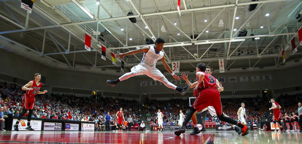 Dixie's Malachi Otis (2), Dixie vs. Bear River, 3A State Basketball Tournament, Boys Basketball, Cedar City, Utah, Feb. 26, 2016, | Photo by Robert Hoppie, ASPpix.com, St. George News