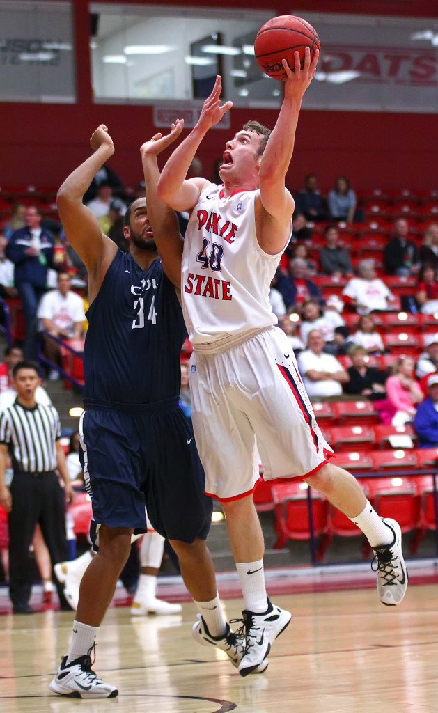 Dixie State's  Josh Fuller (40), Dixie State University vs. California Baptist University, Mens Basketball, St. George, Utah, Feb. 6, 2016, | Photo by Robert Hoppie, ASPpix.com, St. George News